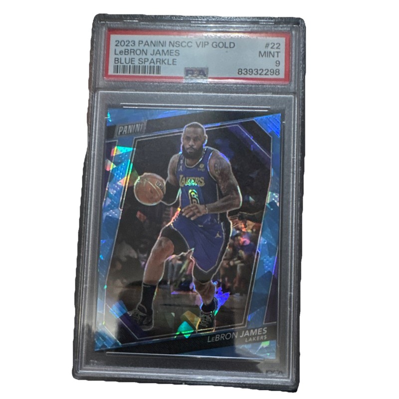Panini 2023 VIP Gold LeBron James Blue Sparkle #22 /149 PSA 9