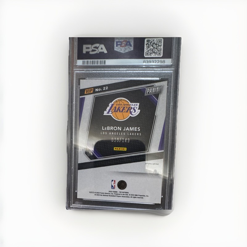 Panini 2023 VIP Gold LeBron James Blue Sparkle #22 /149 PSA 9 view 2