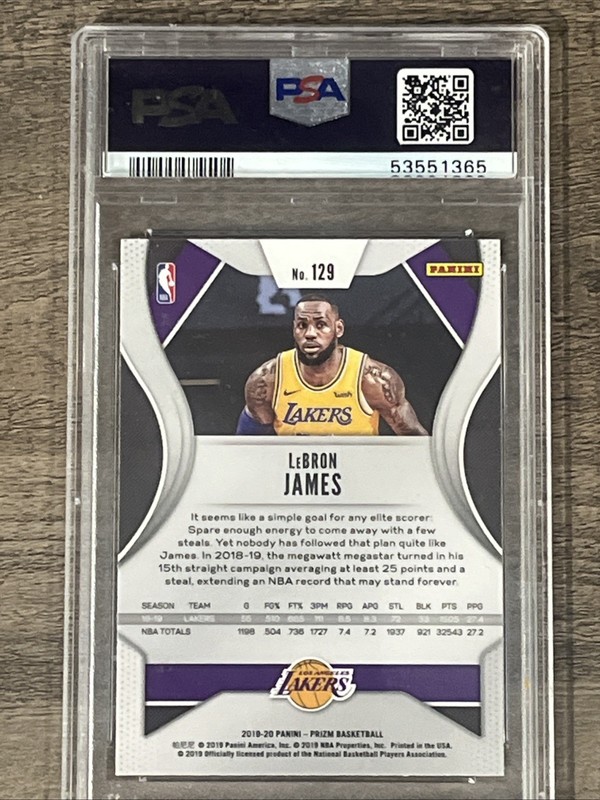 2019-20 Panini Prizm - LeBron James Los Angeles Lakers #129 PSA 9 view 2