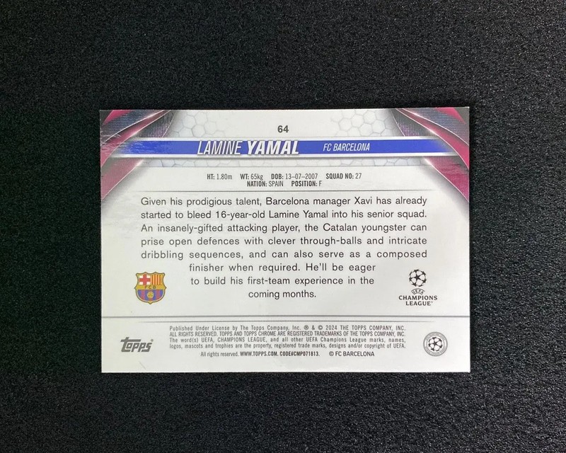 2023-24 Topps Chrome UCC Sapphire #64 Lamine Yamal RC Rookie Barcelona xxs JW62 view 2