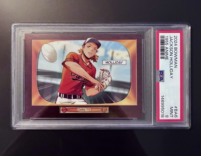 Jackson Holliday 2024 Bowman Chrome 1955 Anime ROOKIE Refractor PSA 9 RC view 1