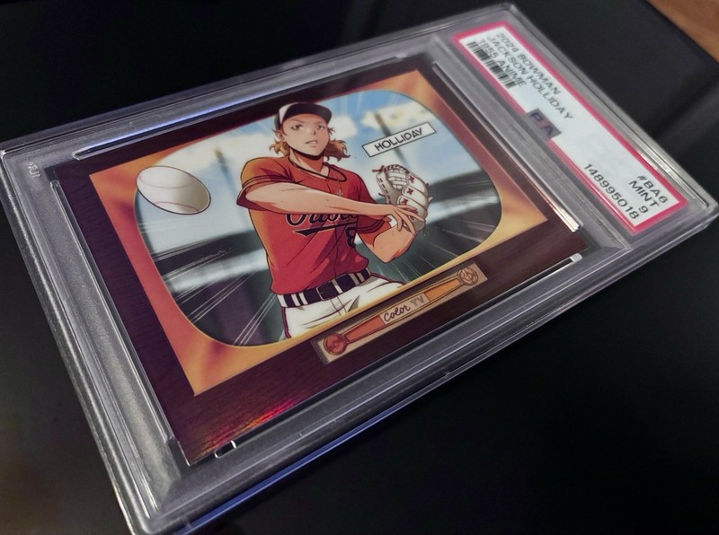 Jackson Holliday 2024 Bowman Chrome 1955 Anime ROOKIE Refractor PSA 9 RC view 2