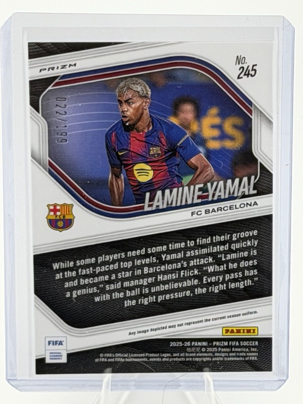 2025-26 Panini Prizm FIFA Lamine Yamal #245 Blue Prizm FC Barcelona /199 view 2