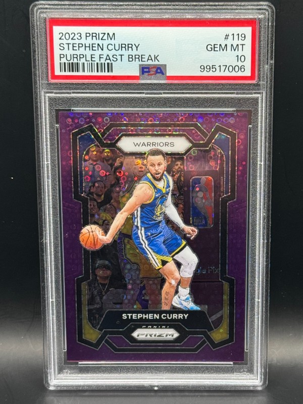 2023 Prizm Stephen Curry Purple Fast Break /75 PSA 10
