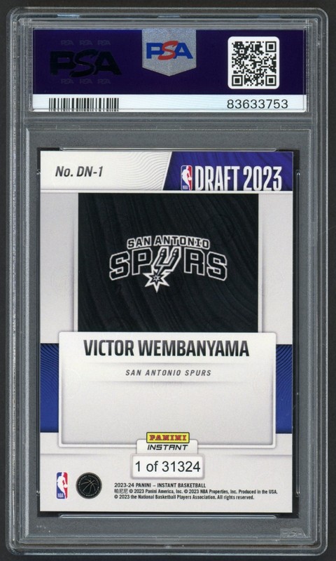 2023 PANINI INSTANT VICTOR WEMBANYAMA #DN1 DRAFT NIGHT ROOKIE RC PSA 10 GEM MINT view 2
