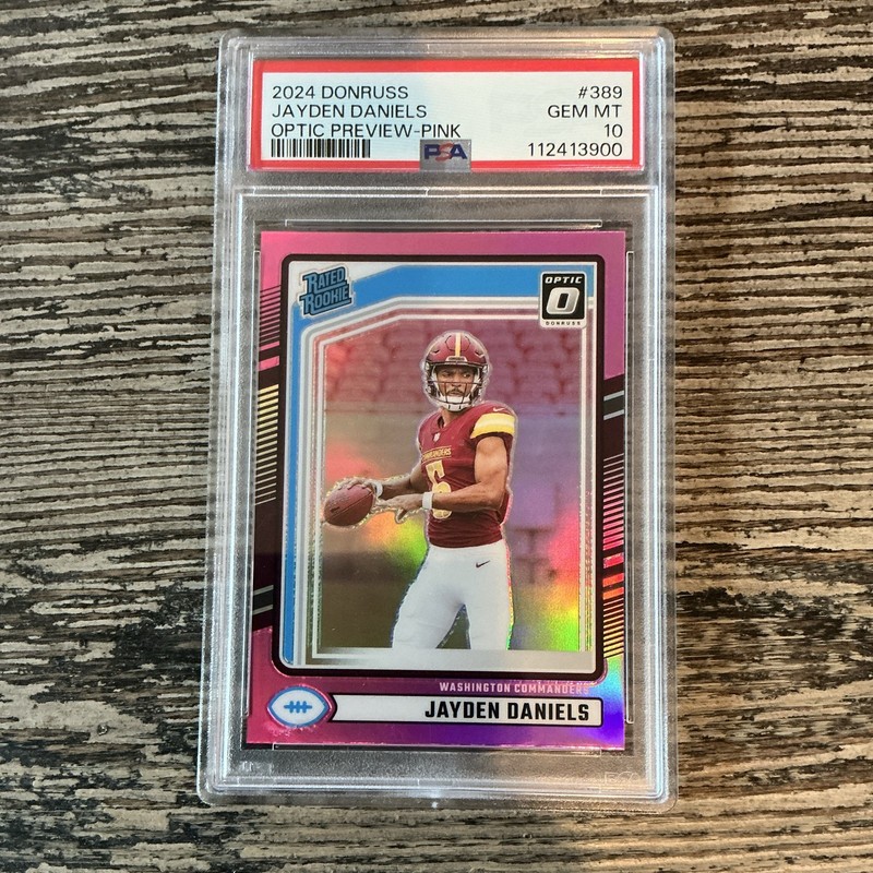 2024 Panini Donruss Jayden Daniels Rated Rookie Optic Preview Pink #389 PSA 10