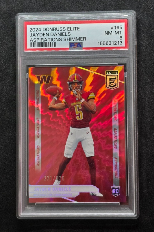 2024 Donruss Elite - Jayden Daniels #165 Aspirations Shimmer RC 271/875 - PSA 8