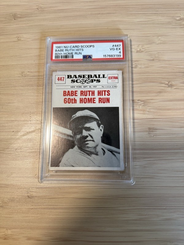 1961 NU-CARD SCOOPS 447 BABE RUTH HITS 60th HOME RUN Psa 4