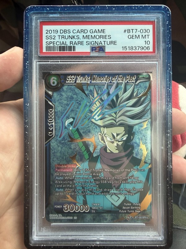 2019 DRAGON BALL SUPER SPECIAL RARE SIG SS2 TRUNKS, MEMORIES OF THE PAST PSA 10