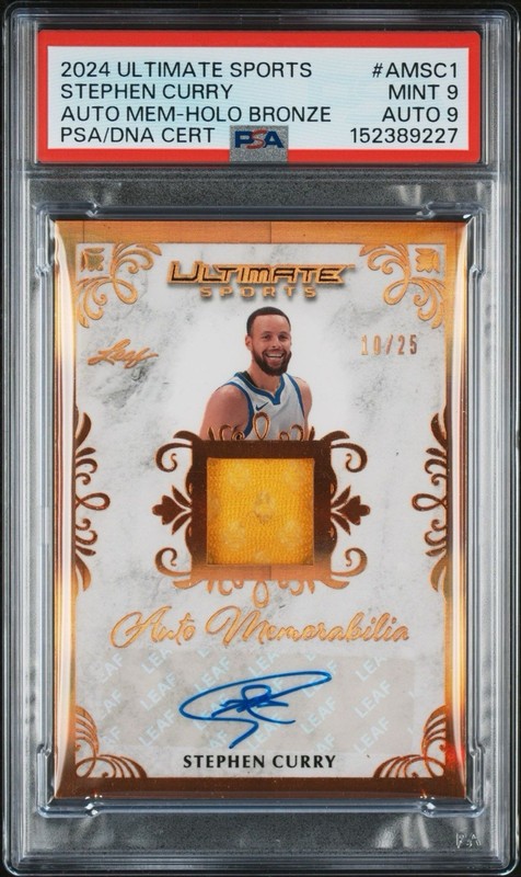 Stephen Curry 10/25 Auto Game Used Patch 2024 Leaf Ultimate Sport - PSA 9 POP 1!