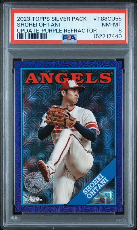 Shohei Ohtani 2023 Topps '88 Silver Pack-Purple Refractor PSA 8 Angels SSP 35/75