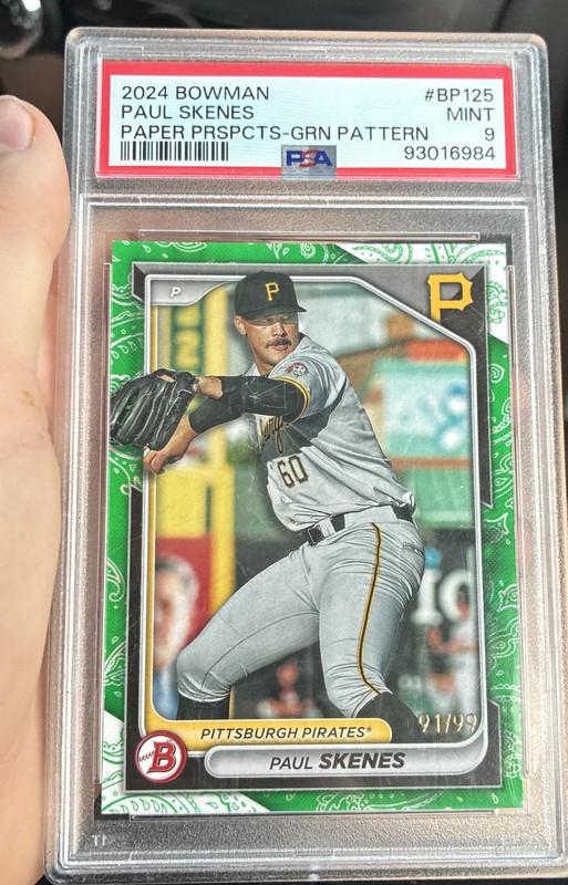 2024 Bowman - Prospects Paul Skenes #BP-125 Green Pattern /99 (RC)