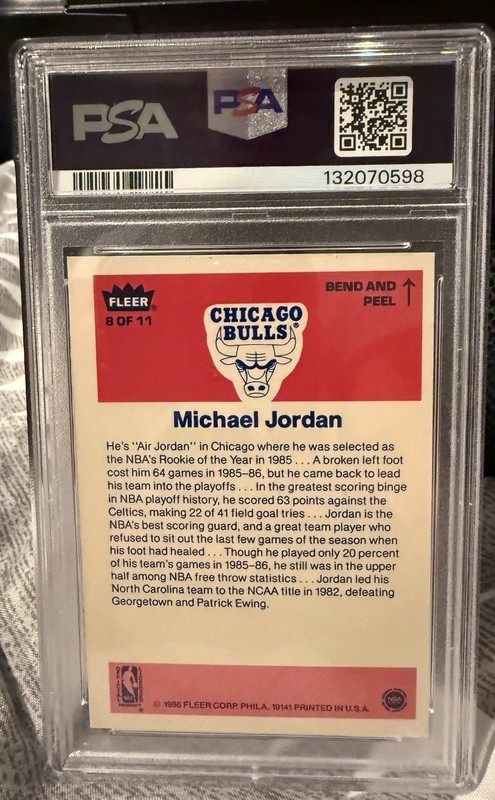 1986-87 Fleer - Stickers Michael Jordan #8 (RC) view 2