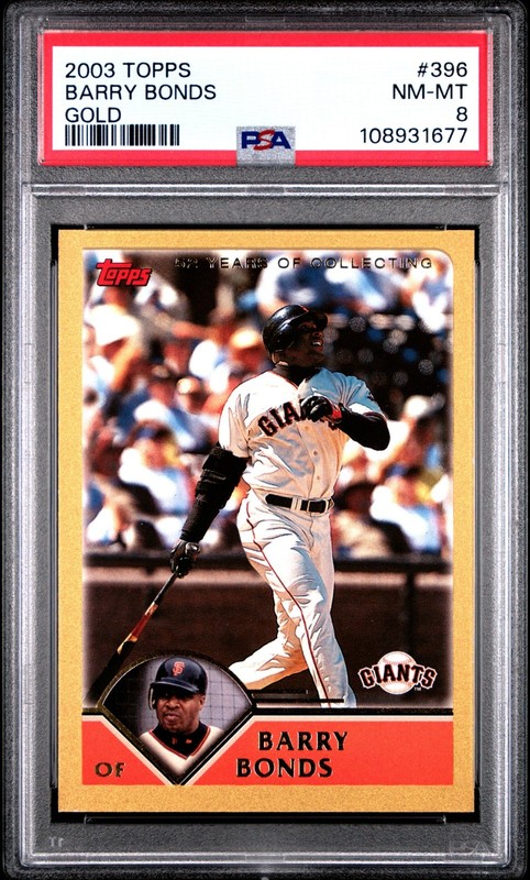 2003 Topps Barry Bonds Gold /2003 #396 - PSA 8 - POP 3, NONE HIGHER