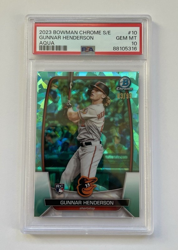 2023 Bowman Chrome Sapphire Gunnar Henderson Aqua /99 Rookie PSA 10 Orioles