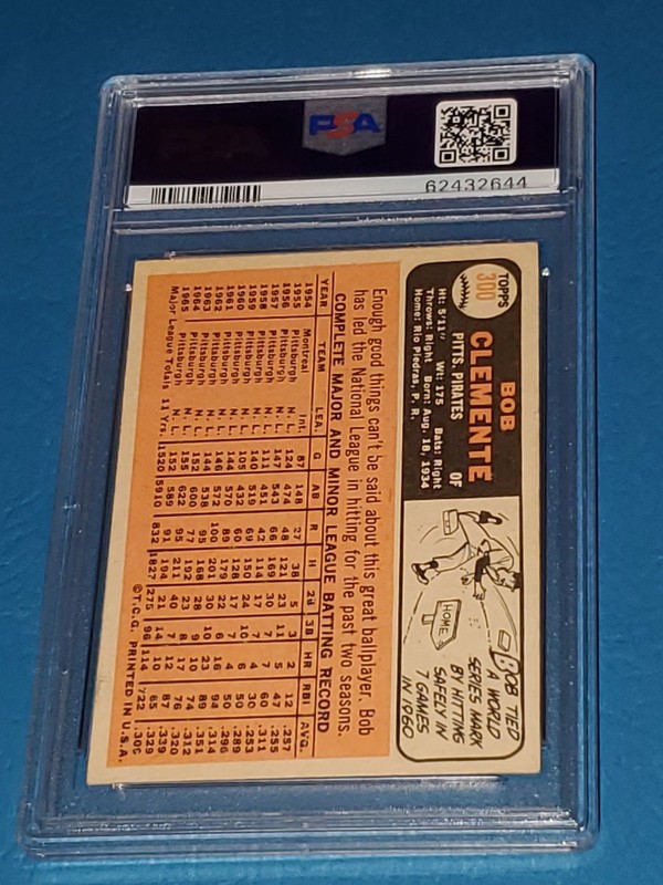 1966 Topps Roberto Clemente #300 PSA 4 (PERFECT CENTERING) view 2