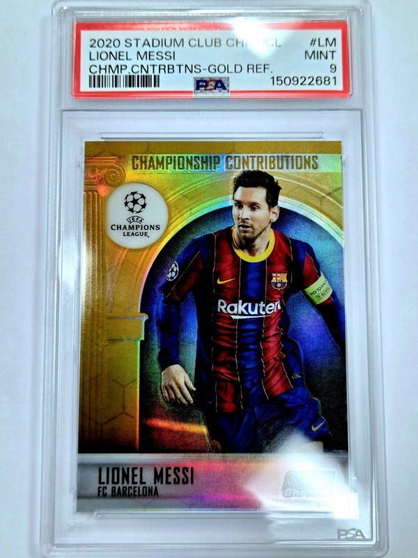 2020 Lionel Messi SP /50 Topps Chrome Gold Refractor Barcelona PSA 9 FIFA UEFA