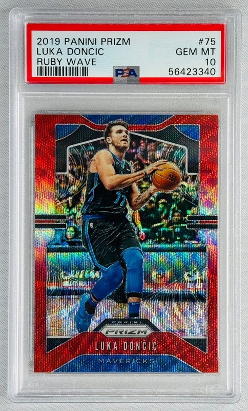 2019-20 Prizm Luka Doncic #75 Ruby Wave PSA 10