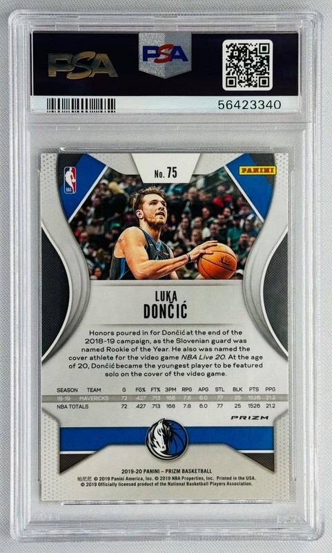 2019-20 Prizm Luka Doncic #75 Ruby Wave PSA 10 view 2