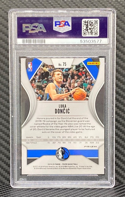 2019-20 Prizm Luka Doncic #75 Pink Ice PSA 9 view 2