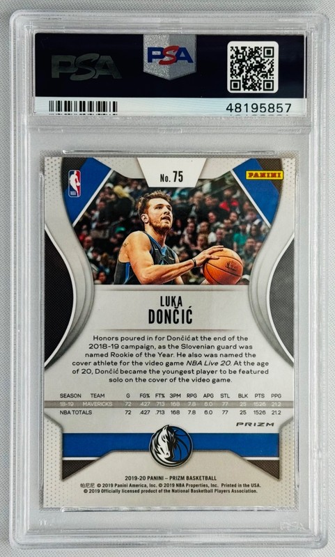 2019-20 Prizm Luka Doncic #75 Red White Blue PSA 10 view 2