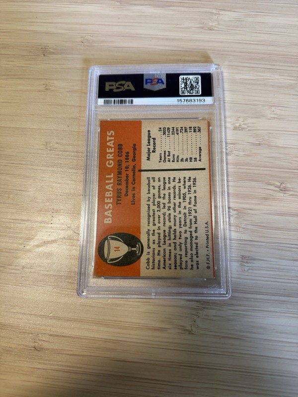 1961 Fleer Baseball Greats - Ty Cobb #14 Psa 4(MC) view 2