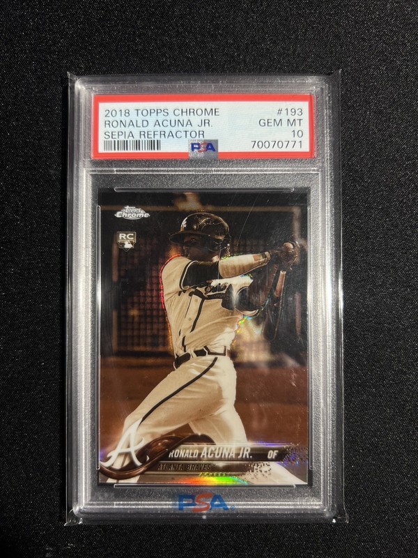 2018 Topps Chrome Ronald Acuna Jr. RC Sepia Refractor #193 Braves PSA 10