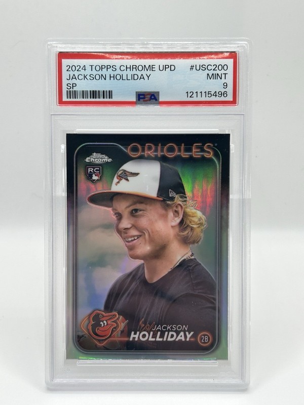 2024 Topps Chrome Update Jackson Holliday Image Variation RC SP PSA 9 view 2