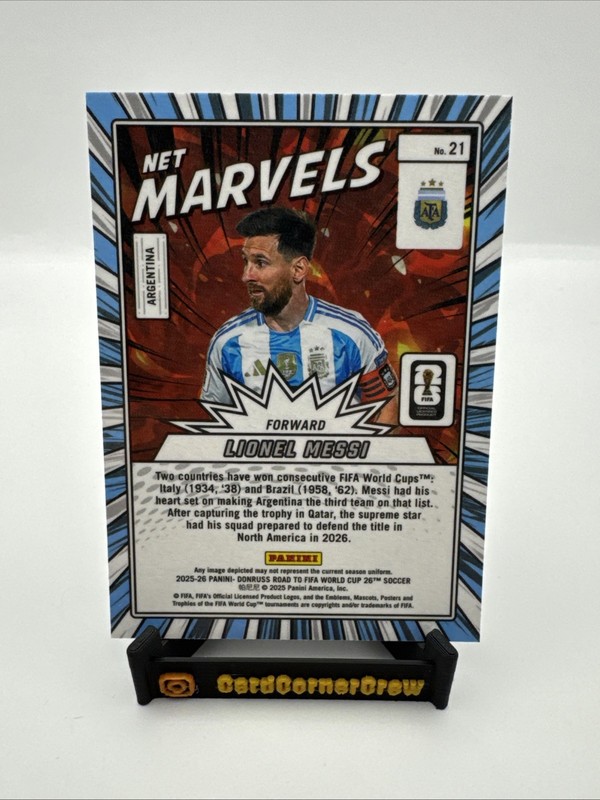 2025-26 Donruss Road FIFA World Cup Lionel Messi Net Marvels #21 Argentina view 2