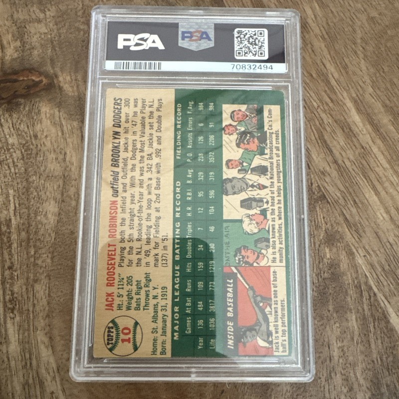 1954 Topps - Jackie Robinson #10 White Back view 2