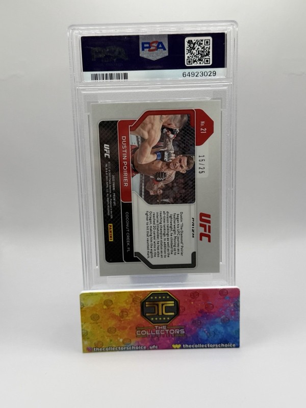 2022 Panini Prizm UFC - Dustin Poirier #21 Mojo Prizm /25 PSA MINT 9 view 2