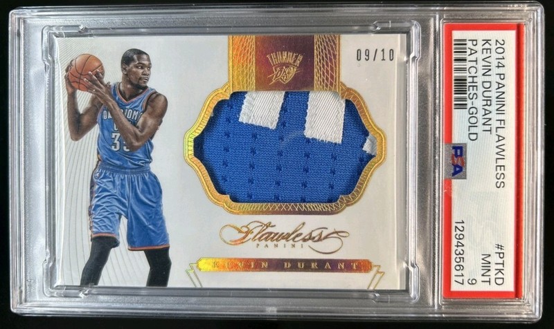 2014-15 Panini Flawless Kevin Durant Gold Patch /10 PSA 9 Game Worn Thunder SSP
