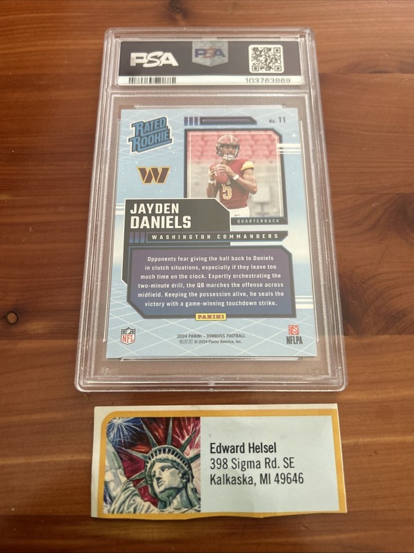 jayden daniels rookie card psa 10 view 2