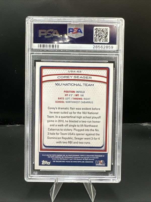 2010 Topps USA Baseball Team Corey Seager #USA-62 (RC) PSA 10 GEM MT 🔥🏆⚾️🇺🇸 view 2