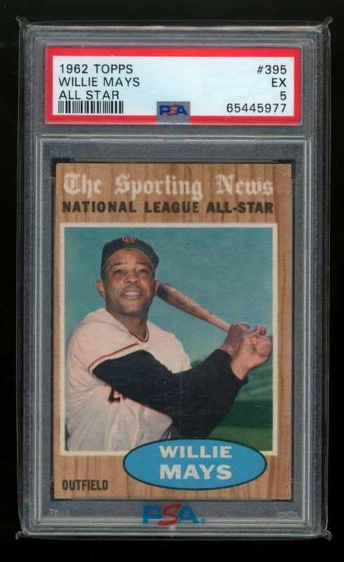 PSA 5 1962 TOPPS WILLIE MAYS ALL STAR #395