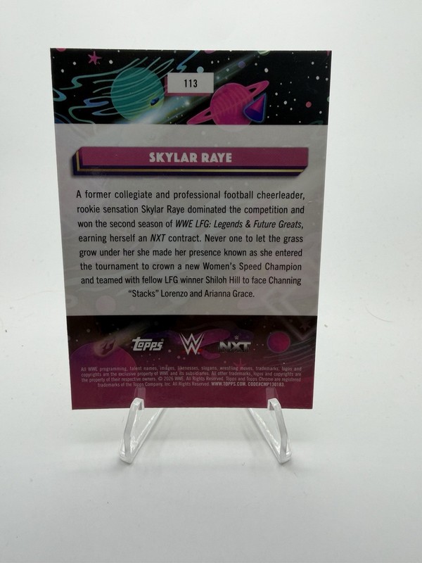 2026 WWE Topps Cosmic Chrome Skylar Raye Green Space Dust Refractor /75 #113 view 2