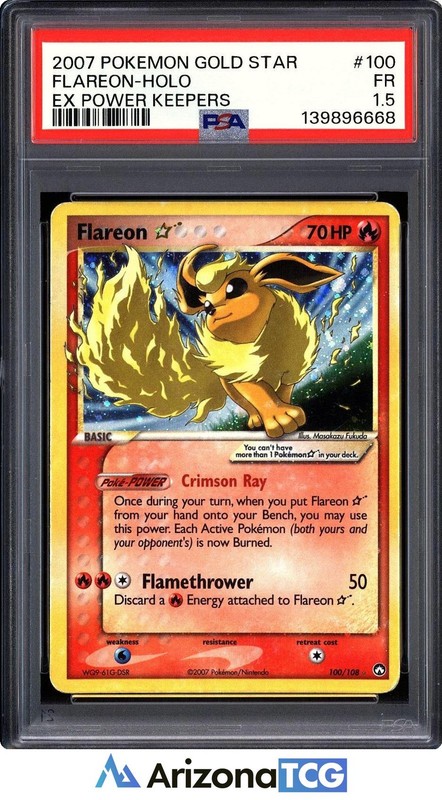 Pokemon 2007 Flareon 100/108 Holo Gold Star EX Power Keepers PSA 1.5
