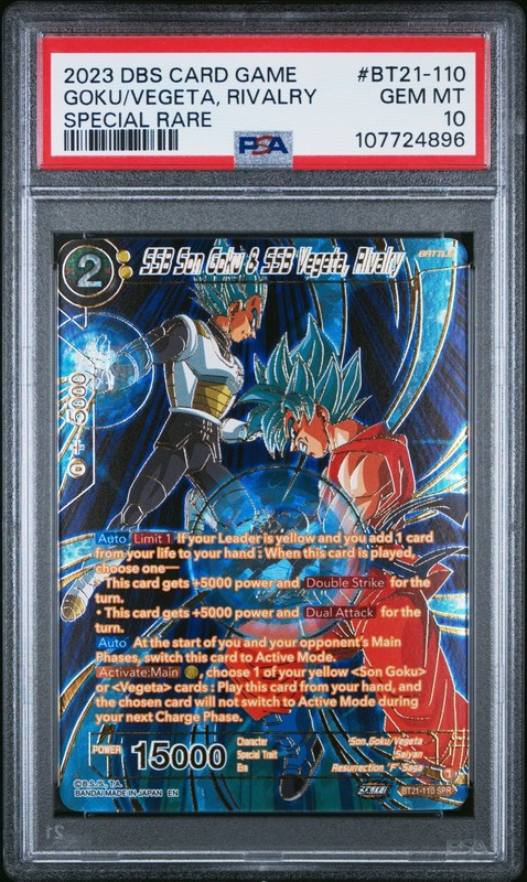 2023 DRAGON BALL SUPER SPECIAL RARE SSB SON GOKU & SSB VEGETA, RIVALRY PSA 10
