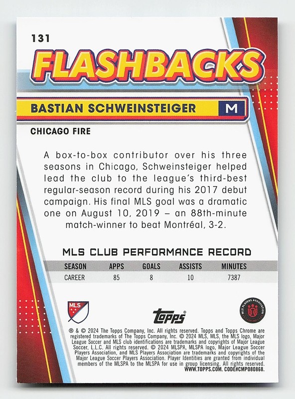 2024 Topps Chrome Sapphire Edition MLS #131 Bastian Schweinsteiger view 2