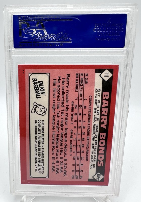 BARRY BONDS 1986 TOPPS TRADED PSA 9 MINT #11T ROOKIE RC PIRATES view 2