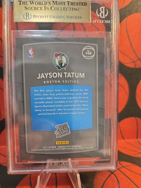 2017-18 Panini Donruss Optic - Rated Rookie Jayson Tatum #198 Red & Yellow (RC) view 2