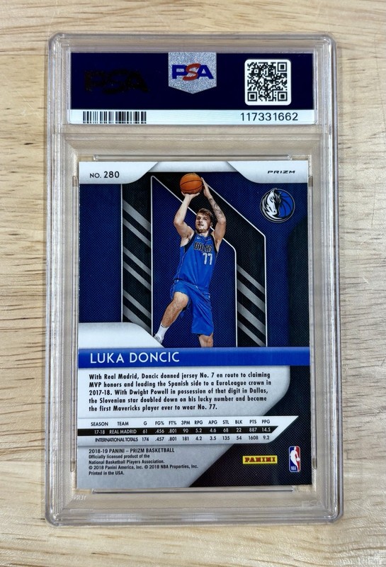 Luka Doncic 2018-19 Panini Prizm Silver Prizm #280 (RC) PSA 9 view 2