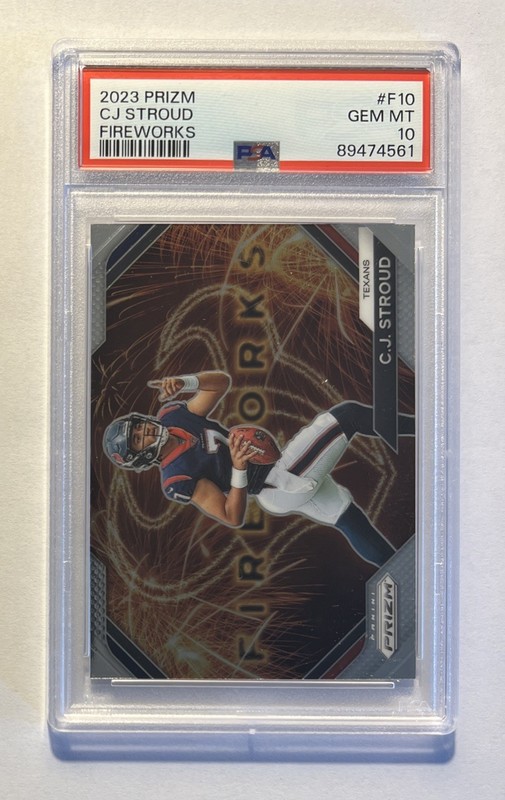 2023 Panini Prizm #F10 Fireworks CJ Stroud RC Rookie PSA 10 GEM MINT view 1
