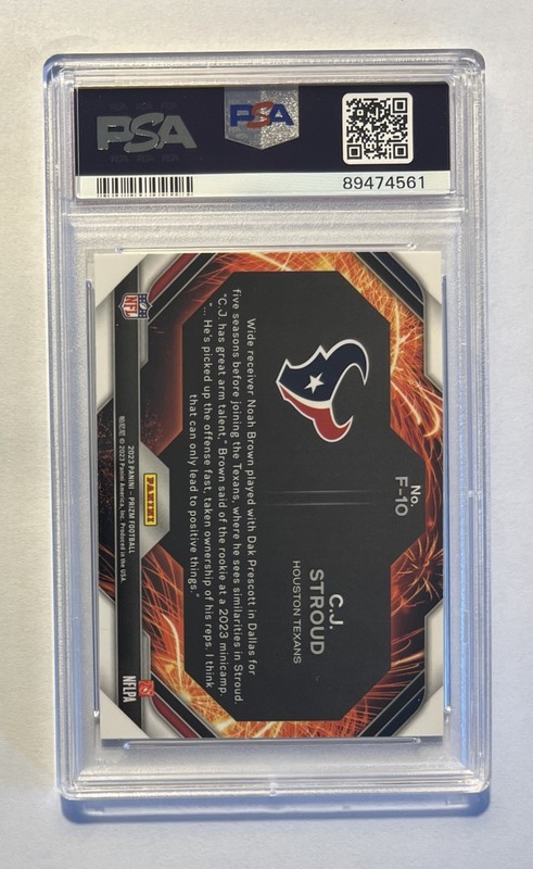 2023 Panini Prizm #F10 Fireworks CJ Stroud RC Rookie PSA 10 GEM MINT view 2