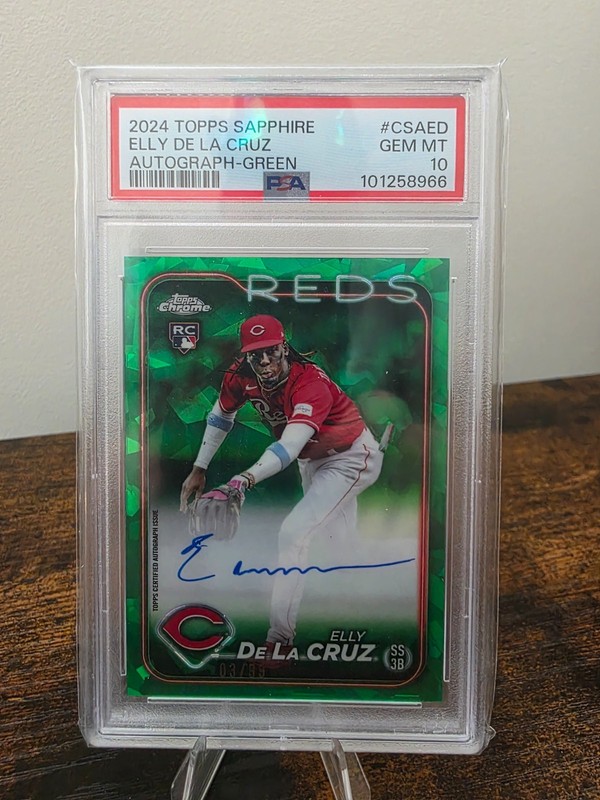 2024 Topps Chrome Sapphire Green Refractor Elly De La Cruz RC AUTO /99 PSA 10