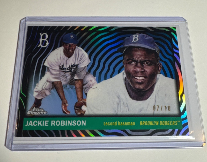 2025 Topps Chrome Platinum Baseball Jackie Robinson Black Vibrations/10 Dodgers