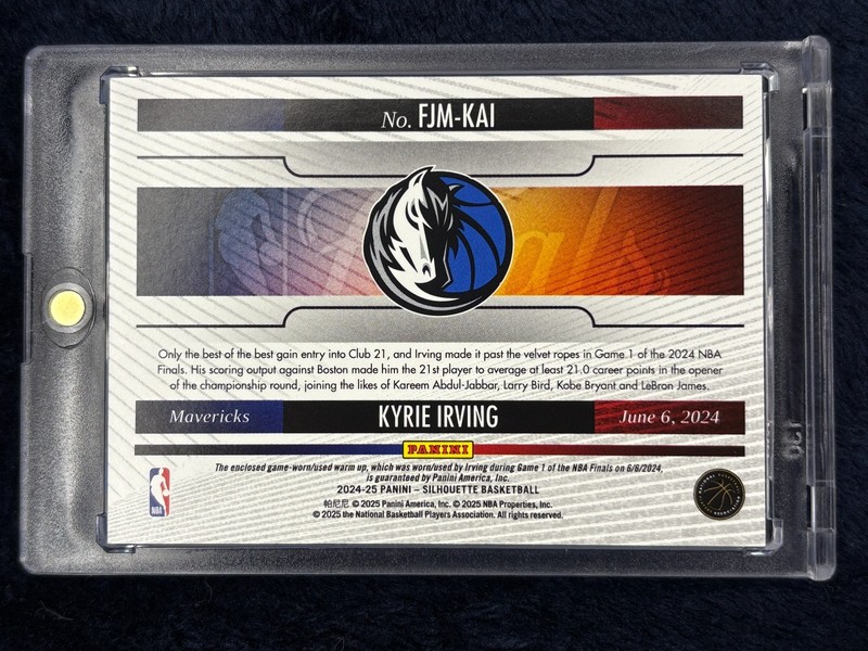 2024-25 SILHOUETTE BASKETBALL KYRIE IRVING FINALS GAME-USED PATCH SP NON AUTO view 2