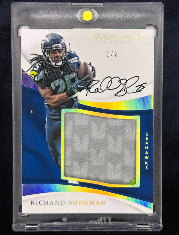 2017 IMMACULATE RICHARD SHERMAN GAME-USED PATCH AUTO ON-CARD SSP 1/3 HOF?