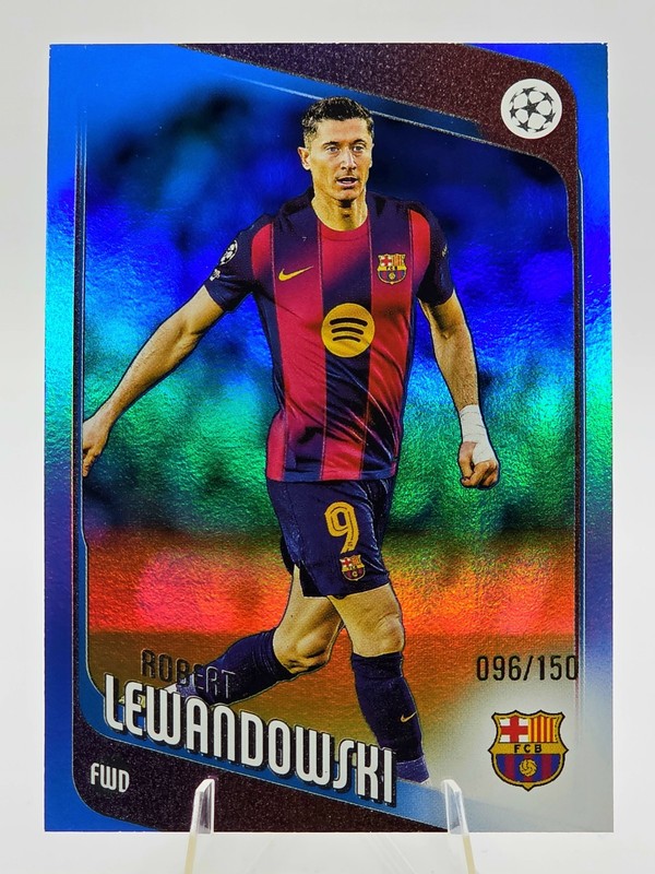 Robert Lewandowski Blue Foil /150 2025-26 Topps UEFA Club Competitions Barcelona