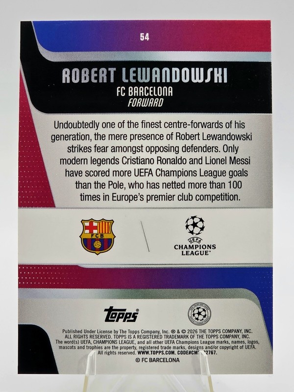Robert Lewandowski Blue Foil /150 2025-26 Topps UEFA Club Competitions Barcelona view 2